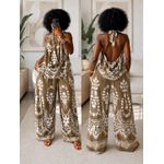Mode Ensemble Bohème Chic à Dos Nu – Motifs Floraux Élégants