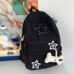 product_image_name-Gukbis-Un sac à dos décontracté en velours côtelé avec broderie étoile, adapté pour les trajets quotidiens, doté d'un design pliable et léger, de bretelles réglables, et d'une doublure en polyester.-4
