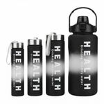 product_image_name-Generic-Tasse d'eau de grande capacité de trois pièces, bouilloire de sport portable avec paille, noir, capacité 2000ml, 900ml, 300ml gourde-1