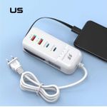 Generic Station de Charge Rapide 66W - Hub Secteur Multi-Ports 2x USB & 2x Type-C - Prise US Blanc