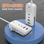 Generic Station de Charge Rapide 66W - Hub Secteur Multi-Ports 2x USB & 2x Type-C - Prise US Blanc - image 4
