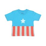 Primark T-shirt "Petit Héros" à Imprimé Étoile et Rayures – Design Iconique Bleu & Rouge - 0-3 Mois