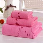 product_image_name-White Label-Serviettes De Bain Pour Enfants 3 Pièces - Rose-1