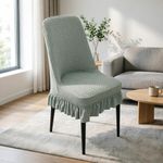 Generic Housse de chaise extensible jacquard avec volants, lavable et élastique - image 4