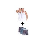 Lot De 3 Débardeurs En Coton Blanc - Plus 3 Boxeurs Multicolore
