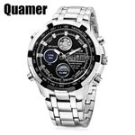 Quamer Montre Dual Chrono Analogique Et Numérique - Argent