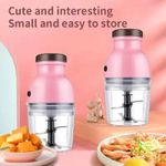 product_image_name-Generic-hachoir, moulinette, électrique, mini, 4 lames, hachoir à viande, légumes, oignon, ail, presse-ail, robot de cuisine, mixeur, blender, 250w, rose, one-touch-2