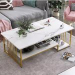 product_image_name-Generic-Table Centrale Rectangulaire Moderne avec Étagère de Rangement - Blanc-2