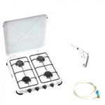 Cuisinière à 4 Feux + Allume Gaz + Raccord - Blanc