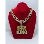 Chic Chaîne En Strass Luxueuse Bling Médaillée KING GR...