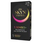 product_image_name-SKYN- 5 Senses + : Boite de 5 Préservatifs masculins sans latex, matière Skynfeel, 1x Intensément Perlé, 2x Saveur Cocktail, 1x Elite (Ultra Fin), 1X Chauffant pour stimuler les sens-1