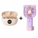 Generic Ventilateur Portable Rechargeable + Écouteurs Bluetooth Sans Fil LED