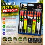 kit de 15 flotteurs de pêche avec embouts