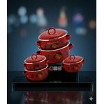 product_image_name-Generic-Set de 5 Soupières en Émail "Premium Edition" – Marmites à Poignées – Design Traditionnel Rouge – Tailles 12 à 20 cm-1