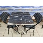 Table Vitrée + 2 Chaises Pliables - Multicolore