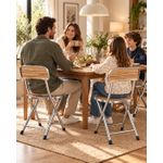 Generic  Chaise Pliante Métallique avec Assise et Dossier Effet Bois - image 4