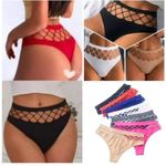 Lot de 6 Culottes Femme Sexy à Taille Haute avec Détails Résille – Confort & Élégance