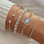 ARHANORY Ensemble de 4 bracelets superposables avec chaîne élastique – Or - image 8