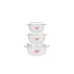 Generic Agréable Lot De 3 Soupières En Porcelaine Avec Couvercle Vitré...