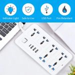 product_image_name-Generic-Bande d'alimentation multifonctionnelle USB + Type-C à charge rapide pour la maison et le bureau - blanc-7