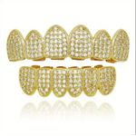 product_image_name-Generic-Ensemble de dents HipHop CZ pour Unisex Haut Bouche inférieure Or Couleur Argent Dents Bouchon Dentaire amovible-2