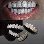 product_image_name-Generic-Ensemble de dents HipHop CZ pour Unisex Haut Bouche inférieure Or Couleur Argent Dents Bouchon Dentaire amovible-3