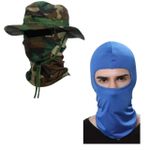 Chapeau Camouflage + cagoule bleu