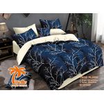 Belle Lot de 2 Draps et 2 Taies - Confort et Élégance pour Lit 3 Places-bleu