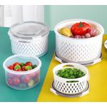 product_image_name-Generic-Pack de 3 Boîtes de Conservation Hermétiques avec Paniers Égouttoirs – Bac à Légumes et Fruits pour Réfrigérateur – Passoire Intégrée – Transparent-3