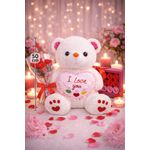 Peluche Ours Géant 50 cm avec Cœur Décoratif – Douceur et Présentation Élégante