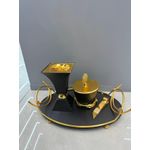 Brûleur d'Encens Arabe Moderne - Noir Mat & Doré - Ensemble Bakhoor