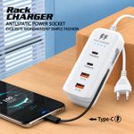 Generic chargeur rapide 66 W multipores(2USB,2type-C) avec cable type-C intégré,prise UE 5 en 1