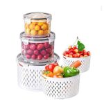 product_image_name-Generic-Pack de 3 Boîtes de Conservation Hermétiques avec Paniers Égouttoirs – Bac à Légumes et Fruits pour Réfrigérateur – Passoire Intégrée – Transparent-1