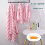 product_image_name-Mode-Pack De 3 Serviettes De Bain Rayées Douces & Absorbantes – Ensemble  Serviettes De Luxe, Grande Serviette + Visage + Main – Confort Luxe & Élégance Quotidienne - Bleu Blanc-3