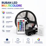 Ruban LED RGB Multicolore 5M – 16 Couleurs – Télécommande et Adaptateur Inclus