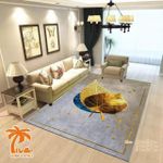 Belle Tapis De Salon 160*220CM gris motifs doré