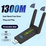 product_image_name-Generic-Adaptateur USB WiFi double bande 1300Mbps, Dongle Wi-Fi 2.4G + 5Ghz, 2 antennes 802.11AC USB3.0, récepteur de carte sans fil haute vitesse pour PC/ordinateur portable-1