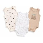 Generic Lot de 3 Barboteuses Bébé en Coton Doux Premium - 6 à 9 Mois – Multicolore