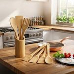 Generic Ensemble de 4 Cuillères et Spatule de Cuisine en Bois Bambou - image 2