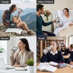 product_image_name-Harajuku Mini-Bouteille d'eau isotherme Flower Cup 800 ml, en acier inoxydable, élégante avec motif floral noir et blanc et bandoulière pratique-4