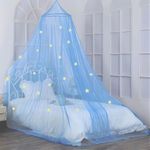 product_image_name-Generic-Protection Ultime Rideau De Lit à Baldaquin De Rêve, Moustiquaire En Dentelle Avec Etoiles Phosphorescentes Pour Lit Double - Bleu-2