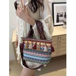 product_image_name-General-Bohemian style woven tassel bucket bag, bright geometric pattern embroidery, adjustable wide shoulder strap, lightweight women's shoulder bag, ethnic style niche woven handbag one-shoulder versatile tassel women's bag-2