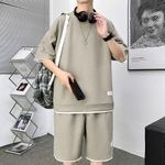 product_image_name-GALUIN-Ensemble T-shirt Et Short Gaufré-kaki-3