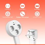 Generic Multiprise Extensible avec Ports USB – Rallonge Électrique pour Canapé et Table de Chevet, Prise Multiple Type E 2500W - image 5