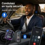Generic Chargeur Voiture Bluetooth FM avec 5 Ports USB, Adaptateur Audio Sans Fil, Appels Mains Libres, Musique MP3 - image 6