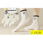 MAIDAOFZ Mode 5 Paires Chaussettes En Coton Pur Femme Style Simple Lettre Medium Tube - 31-Couleur Aléatoire