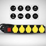 product_image_name-Generic-Puissant Multiprise étanche avec couvercle de sécurité en caoutchouc - 5 prises-2