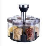product_image_name-Generic-Support à Épices Rotatif 360° (6 Pots) - Bocaux en Verre, Couvercles en Acier Inoxydable (3 Ouvertures) - Organisation Compacte et Fraîcheur Optimale pour la Cuisine-3