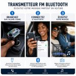 Generic Transmetteur FM Bluetooth 5.0 pour voiture, adaptateur audio sans fil avec chargeur USB PD 25 W, kit mains libres et lecteur MP3 intégré - image 5