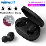 WinWolf TWS Wireless Bluetooth Earphones - IPX4 Waterproof, Touch Control Earbuds with Charging Case (Black)-A6S